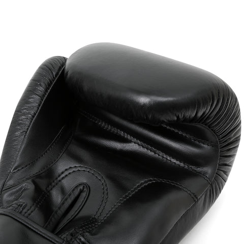 Boxing Gloves Leather - With Free Boxing Wraps - Black - 4oz