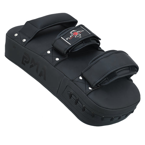 Playwell Matte "Twin Tiger" Curved Thai Pad - Black - Pair