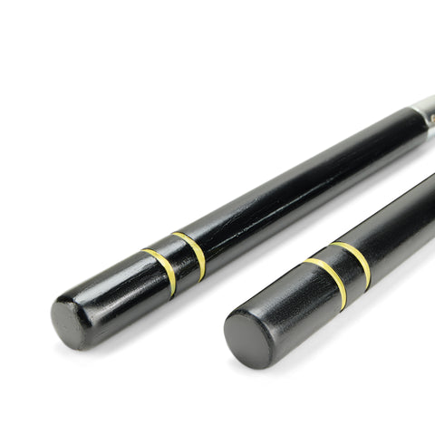 Deluxe Black Oak Nunchucks W/ 2 Yellow B.B C111