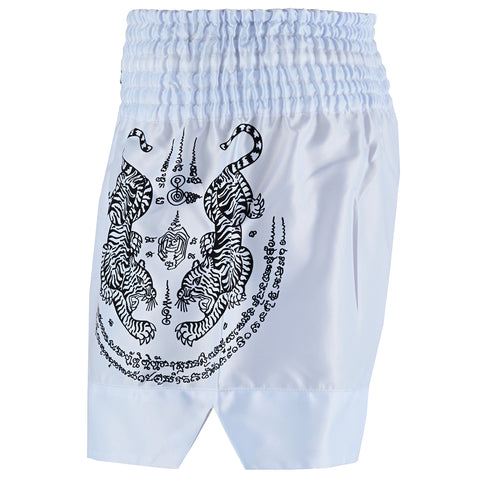 Twin Tiger Satin Muay Thai Competition Fight Shorts - White