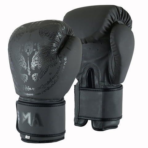 PMA Twin Tigers Muay Thai Boxing Gloves & Shin Pads Set - Grey