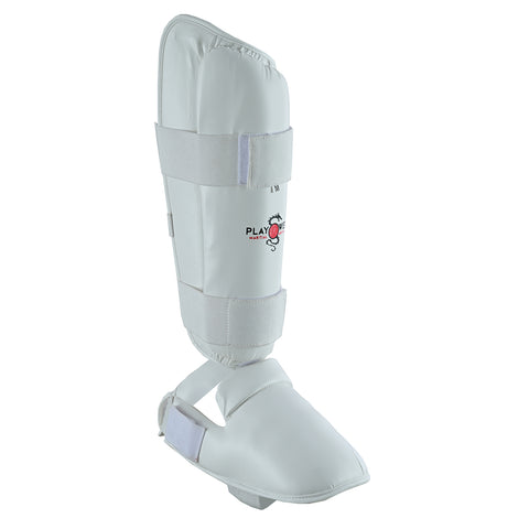 WUKF Style Karate Competion White Shin Guards - Pair
