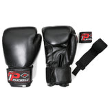 Boxing Gloves Leather - With Free Boxing Wraps - Black - 4oz