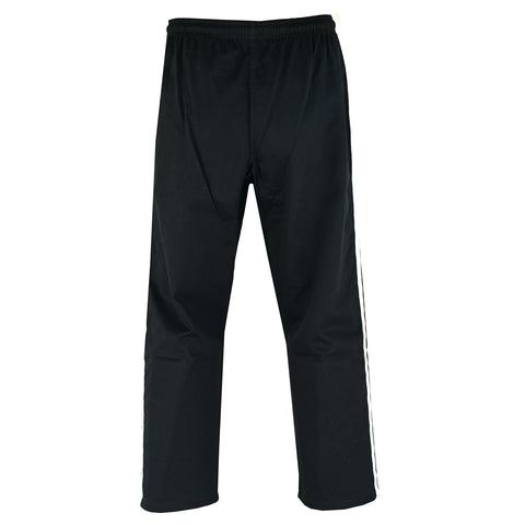 Full Contact Trousers - Black W/ 2 White Stripes Cotton