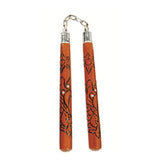 Deluxe Red Oak Carved Dragon Nunchucks B.B - C117