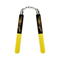 NR-031: Foam Nunchaku with Metal B/Bearing. Yellow / Black Drago