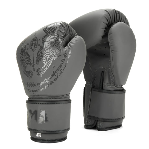 Playwell Matte "Twin Tiger" Boxing Gloves - Grey