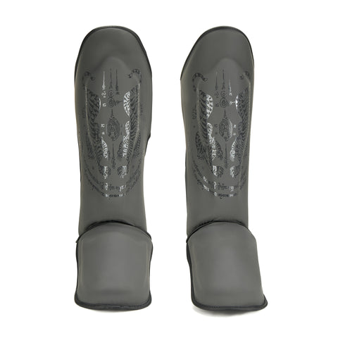 Pro MMA Stand Up Muay Thai Twin Tiger Shin Instep Guards - Grey