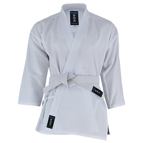 Karate Uniform Mixed Childrens: White / Black Trousers  - 9oz
