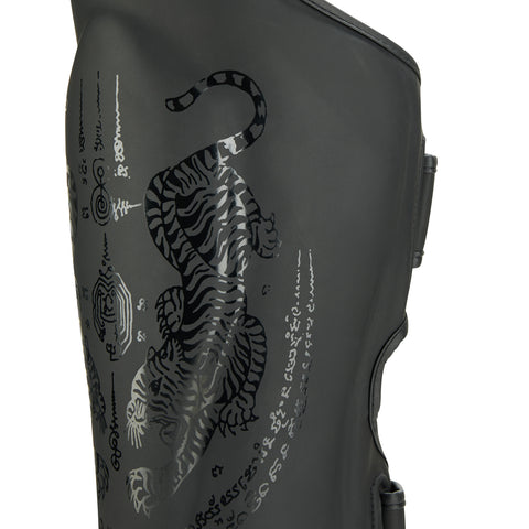Childrens Muay Thai Twin Tiger Shin Instep Guards - Black