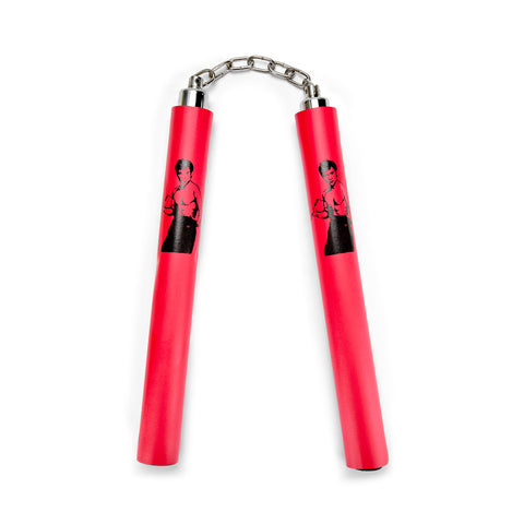 NR-021A: Foam Nunchaku with Metal B/Bearing. All Red Bruce Lee -