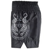 Twin Tiger Satin Muay Thai Competition Fight Shorts - Black/Whit