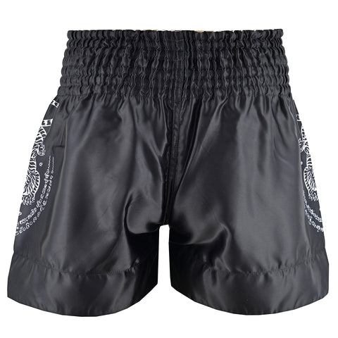 Twin Tiger Satin Muay Thai Competition Fight Shorts - Black/Whit