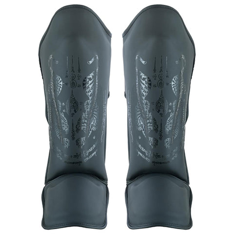Kids Twin Tigers Muay Thai Boxing Gloves & Shin Pads Set - Black