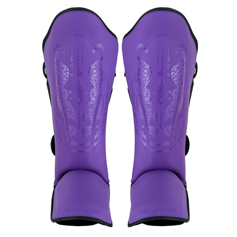 PMA Twin Tigers Muay Thai Boxing Gloves & Shin Pads Set - Purple