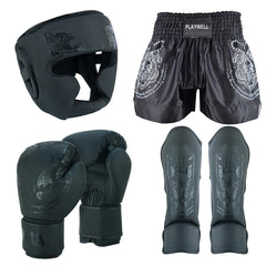 Twin Tigers Full Muay Thai Boxing Sparring Starter Set - Black