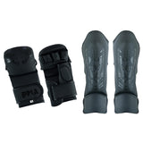 PMA Twin Tigers MMA Sparring Gloves & Shin Pads Set - Black