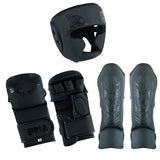 Twin Tigers MMA Sparring Headguard, Gloves & Shin Pads - Black