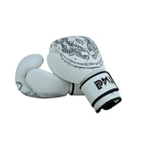 PMA Twin Tigers Muay Thai Boxing Gloves & Shin Pads Set - White