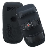 Playwell Matte "Twin Tiger" Curved Thai Pad - Black - Singles