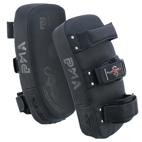 Playwell Matte "Twin Tiger" Curved Thai Pad - Black - Singles