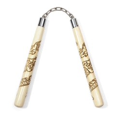 Deluxe Carved Dragon Nunchucks B.B - White Oak