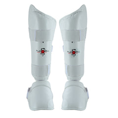 WUKF Style Karate Competion White Shin Guards  - Pair
