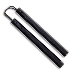 NR-03714: Nunchaku Octagonal with Cord  14" : Black - PRE ORDER