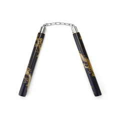 Rattan Wooden Black Dragon Nunchucks Chain  - 12"