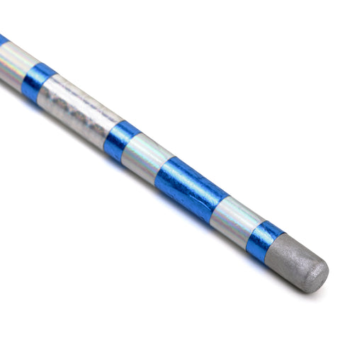 Chrome Competition Silver/Blue Lotus Wood Jo Staff - 50 Inches