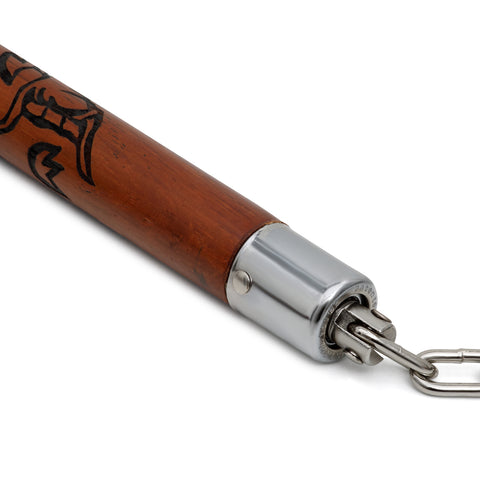 Deluxe Carved Dragon Nunchaku Chain - Red Oak
