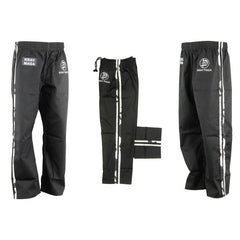 Krav Maga Combat Trousers - Black W/ 2 Camo Stripes Cotton