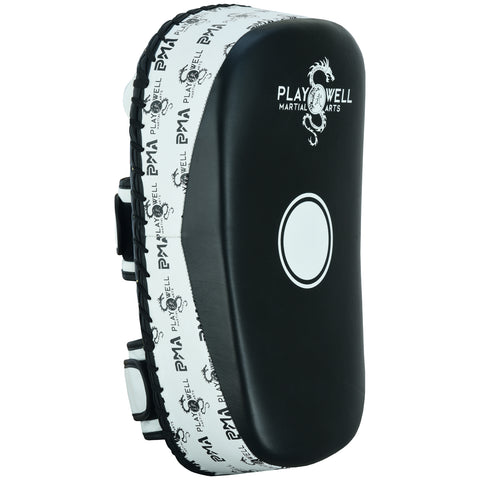 Playwell Elite Deluxe " Logos" Leather Curved Thai Pad  - Pair