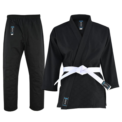 Playwell Adults Basic Plain Ju Jitsu Suit - Black 450g