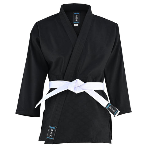 Playwell Adults Basic Plain Ju Jitsu Suit - Black 450g
