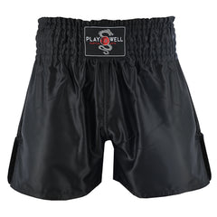 Plain Black Satin Muay Thai Training Shorts