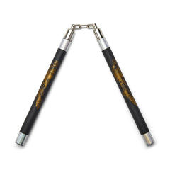 Deluxe Foam Speed Nunchucks With Chain - Black/Silver - 11"