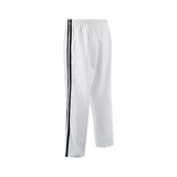 Full Contact Trousers - White W/ 2 Black Stripes Cotton